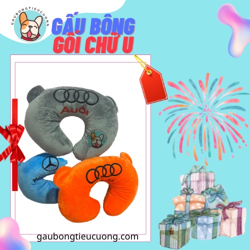 Gối Kê Cổ Chữ U Du Lịch Xe Hơi, Gấu Bông Gối Cổ Chữ U Hình Heo Dễ Thương