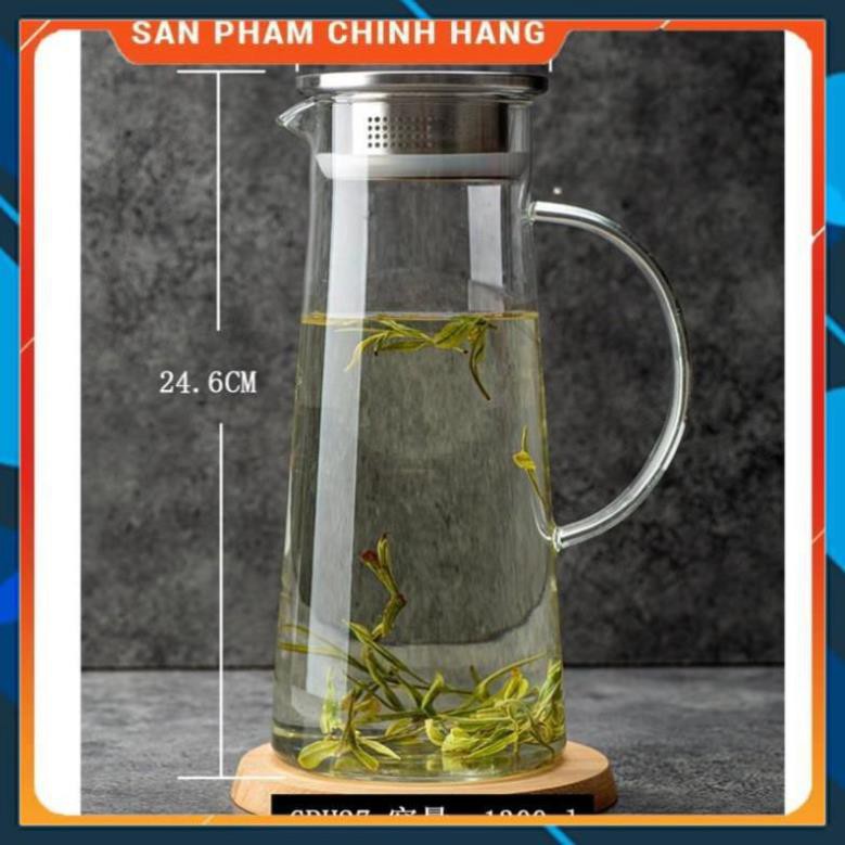 CHÍNH HÃNG -  Ấm pha trà Deli  inox 1400ml,bình pha trà thủy tinh ,bình ủ trà cao cấp,bình đựng nước 1300ml
