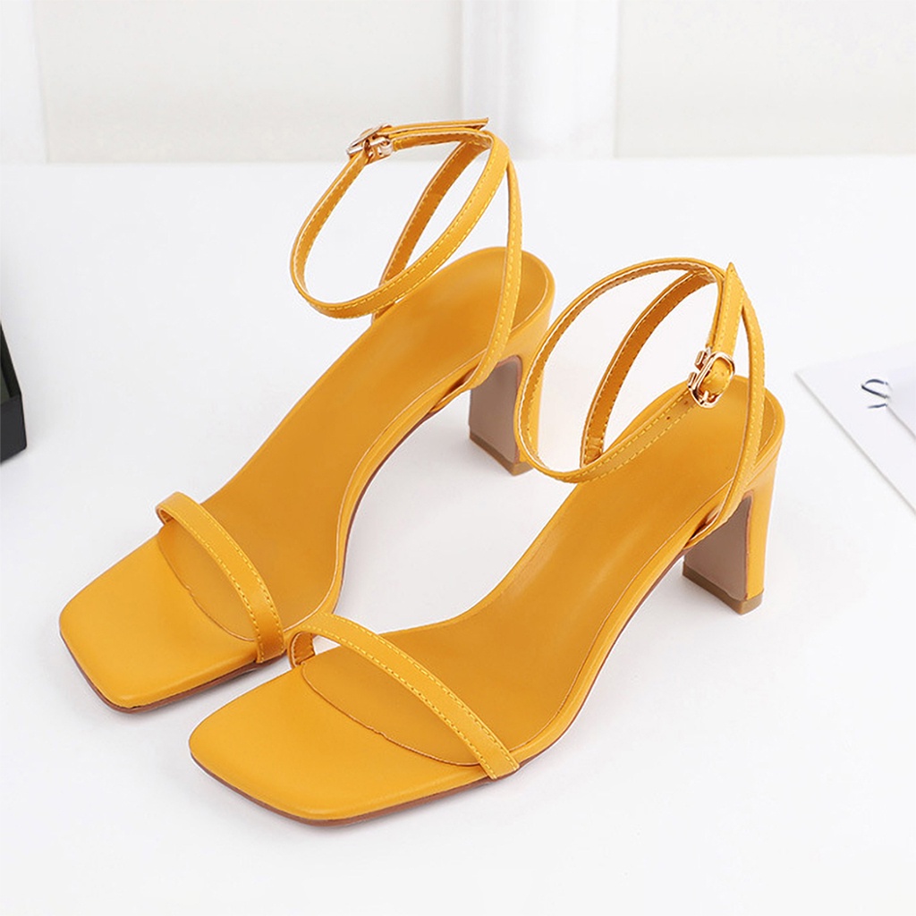 Giày Sandal Nữ DILY Quai Mảnh Gót Vuông 7cm_AA0324