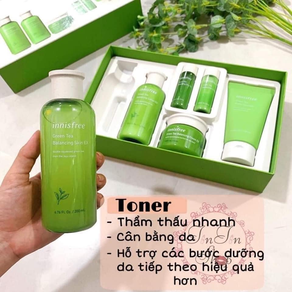 Sét  Dưỡng Da Trà Xanh 6 Món Innisfree Dưỡng Trắng Phục Hồi Làn Da Ngăn Ngừa Lão Hóa