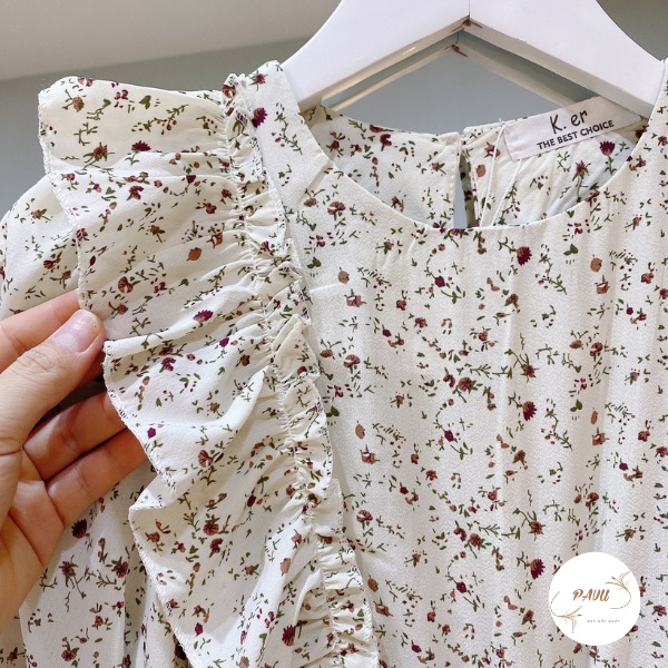 Váy hoa nhí vintage dáng xòe cổ tròn, Đầm hoa nhí vintage cổ tròn  viền bèo tiểu thư | BigBuy360 - bigbuy360.vn