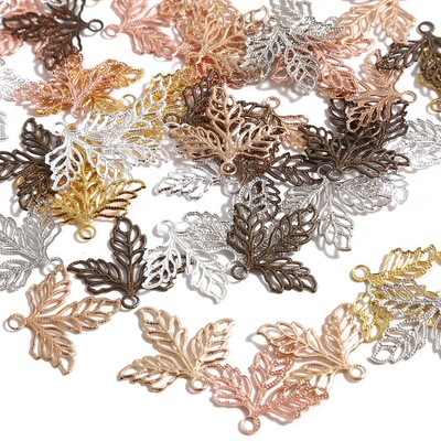 Set phụ kiện trang trí đóng gói DIY BEADIA kiểu dáng chiếc lá bằng kim loại thời trang