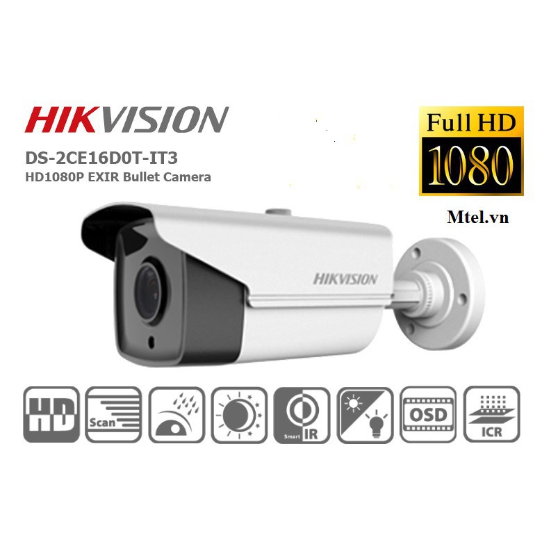 Camera HD-TVI hồng ngoại 2.0 Megapixel HIKVISION DS-2CE16D0T-IT3 -Hàng chính hãng