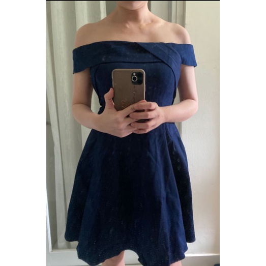 Đầm Váy Denim Trễ vai,  dáng xoè hàng Hiệu