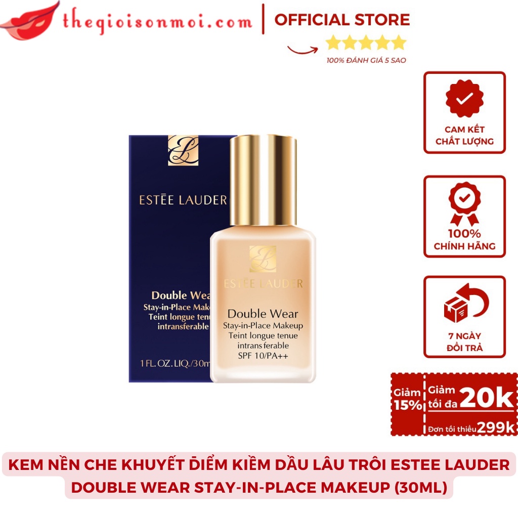 (FULL) Kem Nền Che Khuyết Điểm Lâu Trôi Estee Lauder Double Wear Stay-in-Place Makeup SPF 10/PA++ 30ml