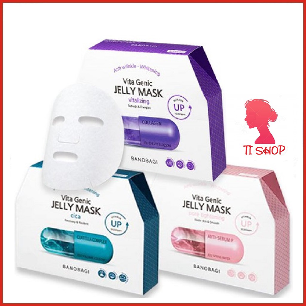 Mặt nạ FREESHIP Mặt nạ Vita Genic Banobagi Jelly Mask Hàn Quốc phục hồi da Hộp 10 miếng