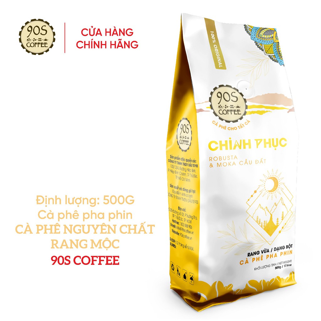 Túi 500Gr Cà Phê Chinh Phục Rang Mộc Nguyên Chất Cao Cấp Chuyên Pha Phin |100% CàPhê Sạch| 90S Coffee Vietnam