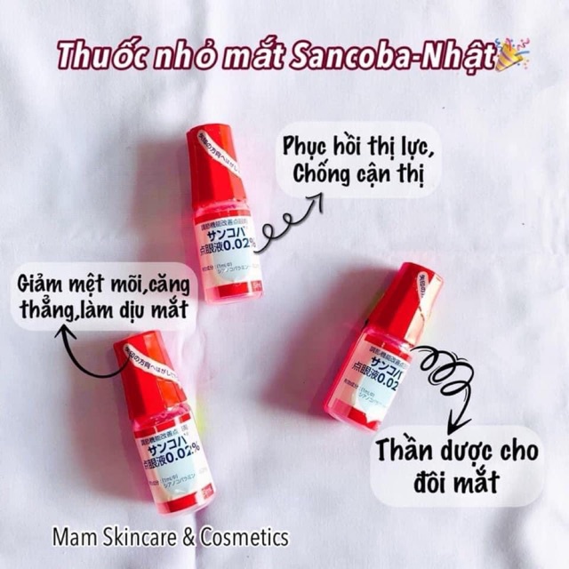 Thuốc Nhỏ Mắt Chính Hãng SANCOBA Nhật Bản 5ml Nhỏ Mắt Phục Hồi Thị Lực, Chống Cận Thị, Đau Mỏi Mắt