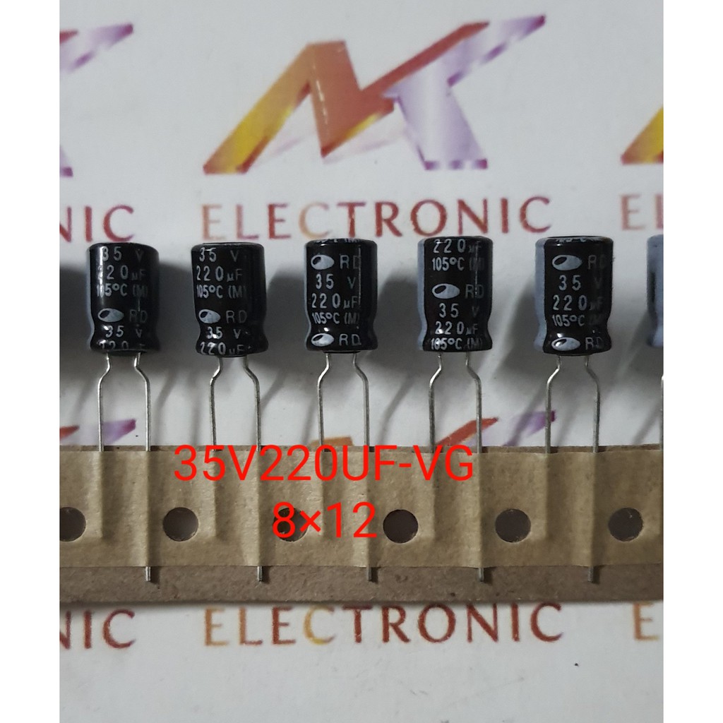Tụ hóa 35v220uf vỉ giấy chính hãng 8x12mm mới 100%