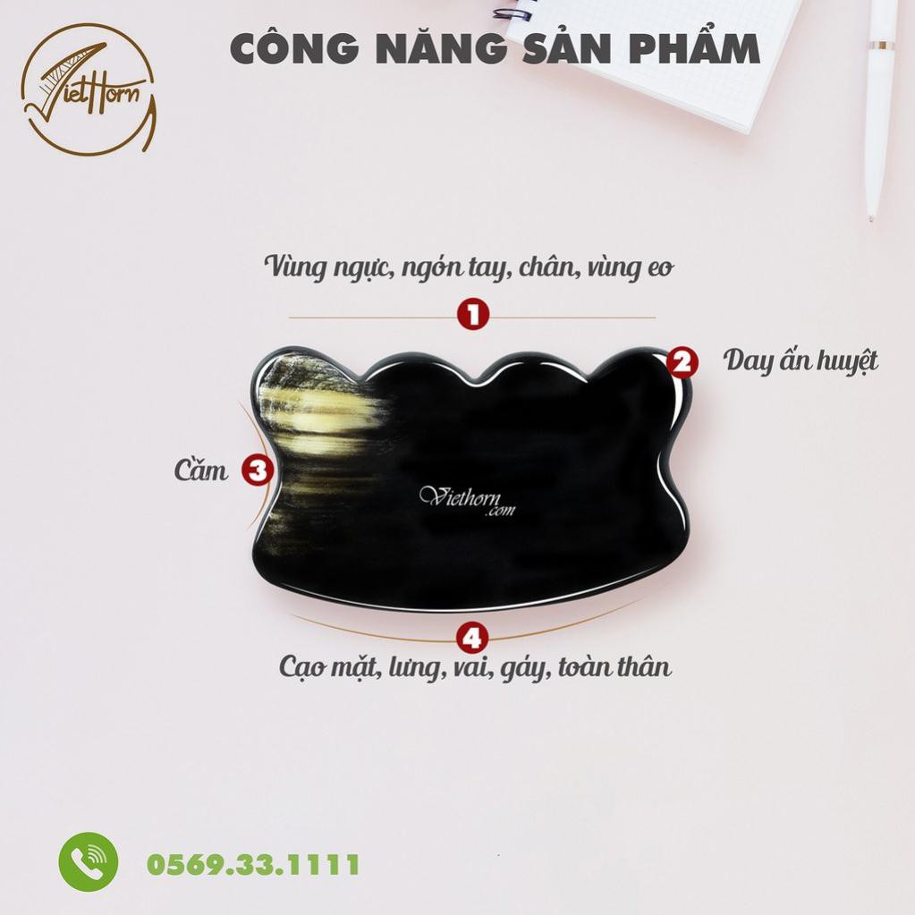 Dụng cụ massage toàn thân bằng sừng tự nhiên/giải độc da/giải pháp làm đẹp da bỏ qua kem dưỡng VIETHORN