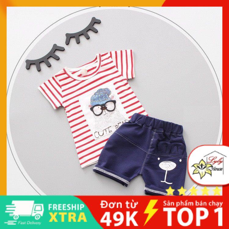 Set short cotton xuất Hàn cho bé trai từ 3m - 18m