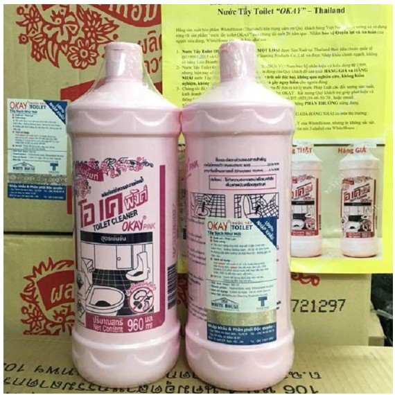 Nước Tẩy Toilet OKAY PINK Hàng Thái Lan Chính Hãng 960ml xiêu sạch cho nhà vệ xinh