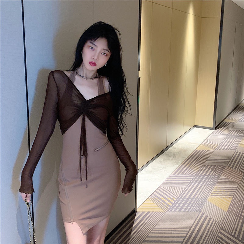 Set đồ COZOK gồm đầm dây và áo kiểu lệch tà trẻ trung cá tính dành cho nữ