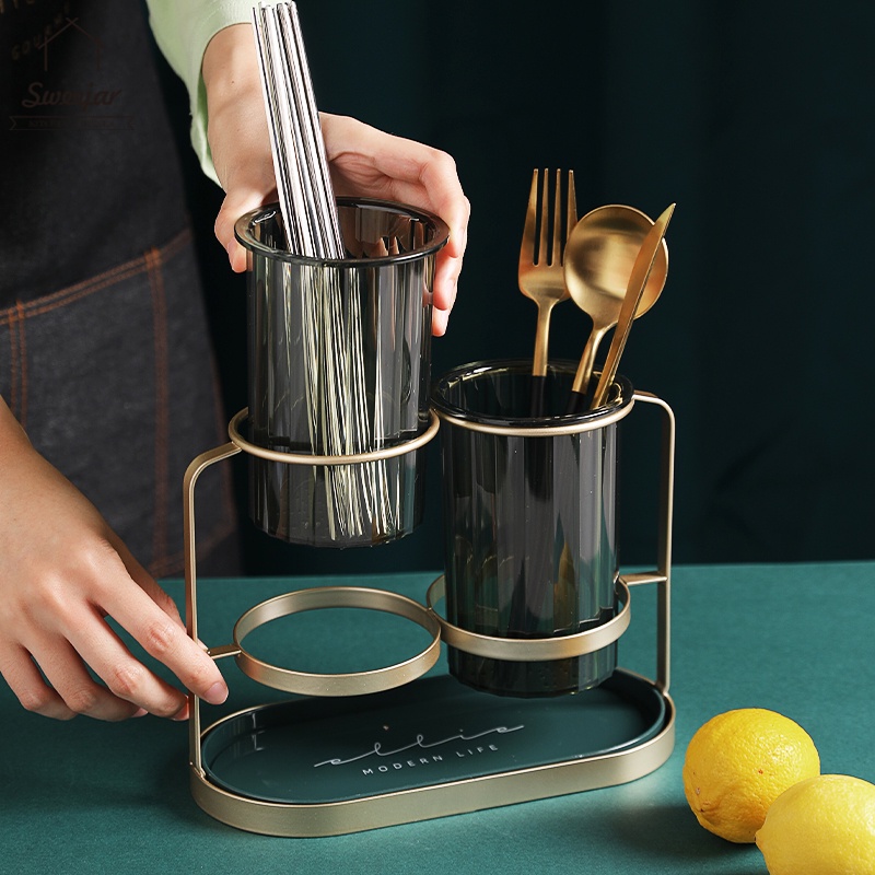 SWEEJAR Giá đỡ  sắp xếp đũa muỗng nĩa kiểu ống có bộ lọc bằng sắt
