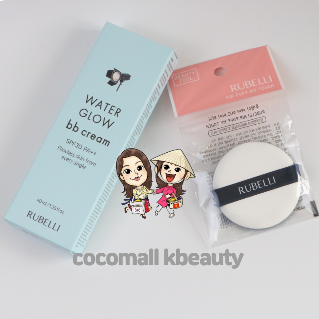 Kem nền Rubelli Water Glow BB Cream SPF30 PA++ Trang Điểm Che Phủ Da Trắng Mịn Màng Coco Mall KBeauty TẶNG 1 MÚT TÁN KEM