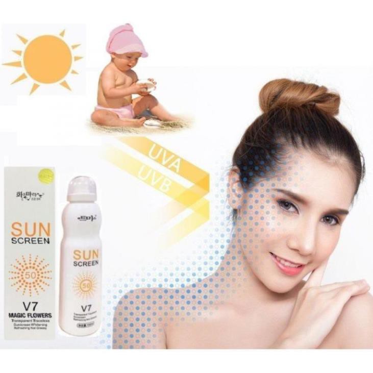 [GIÁ HUỶ DIỆT] Kem Chống Nắng Toàn Thân Dạng Xịt Sun Screen V7 Hàn Quốc 180ml – kem dưỡng trắng da body