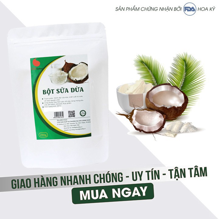 Bột sữa dừa thơm béo - chuẩn vị từ Light Coffee - gói 100g -250g - 500g