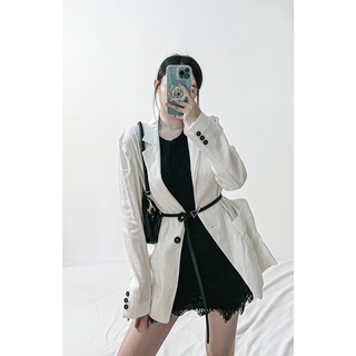 Vest blazer trắng tay 3 nút