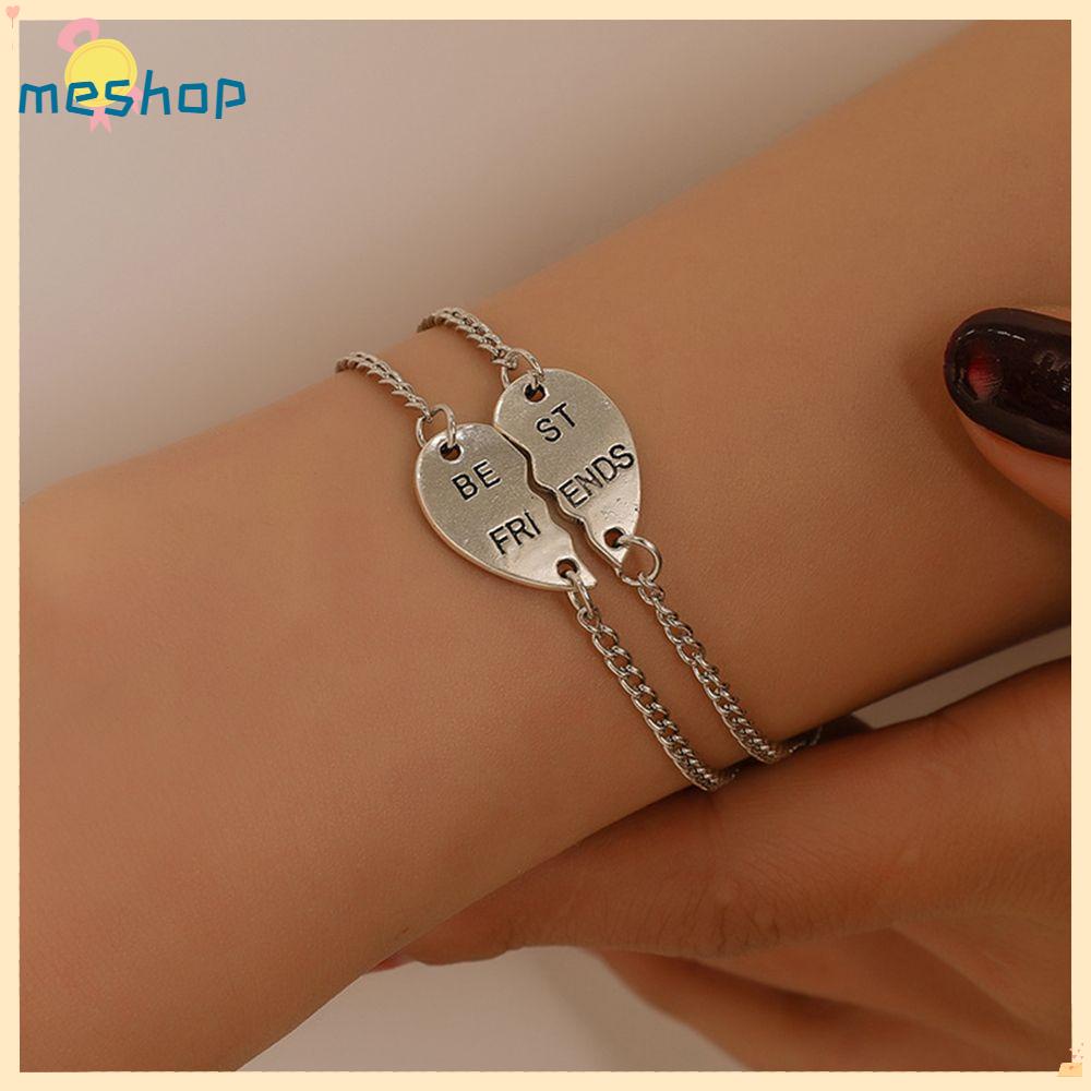 Bộ 2 Vòng Tay Tình Bạn Mặt Mảnh Ghép Trái Tim Nhiều Màu Thời Trang