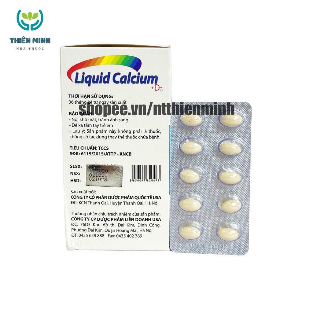 Viên uống CALCIUM NANO LIQUID bổ sung canxi, vitamin và các khoáng chất cần thiết – Hộp 100 viên