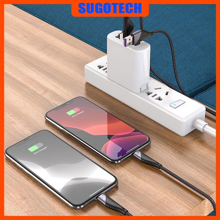 Cáp sạc nhanh Hoco U95 chính hãng 2 in 1 USB và Type ra Lightning cho Iphone/Ipad