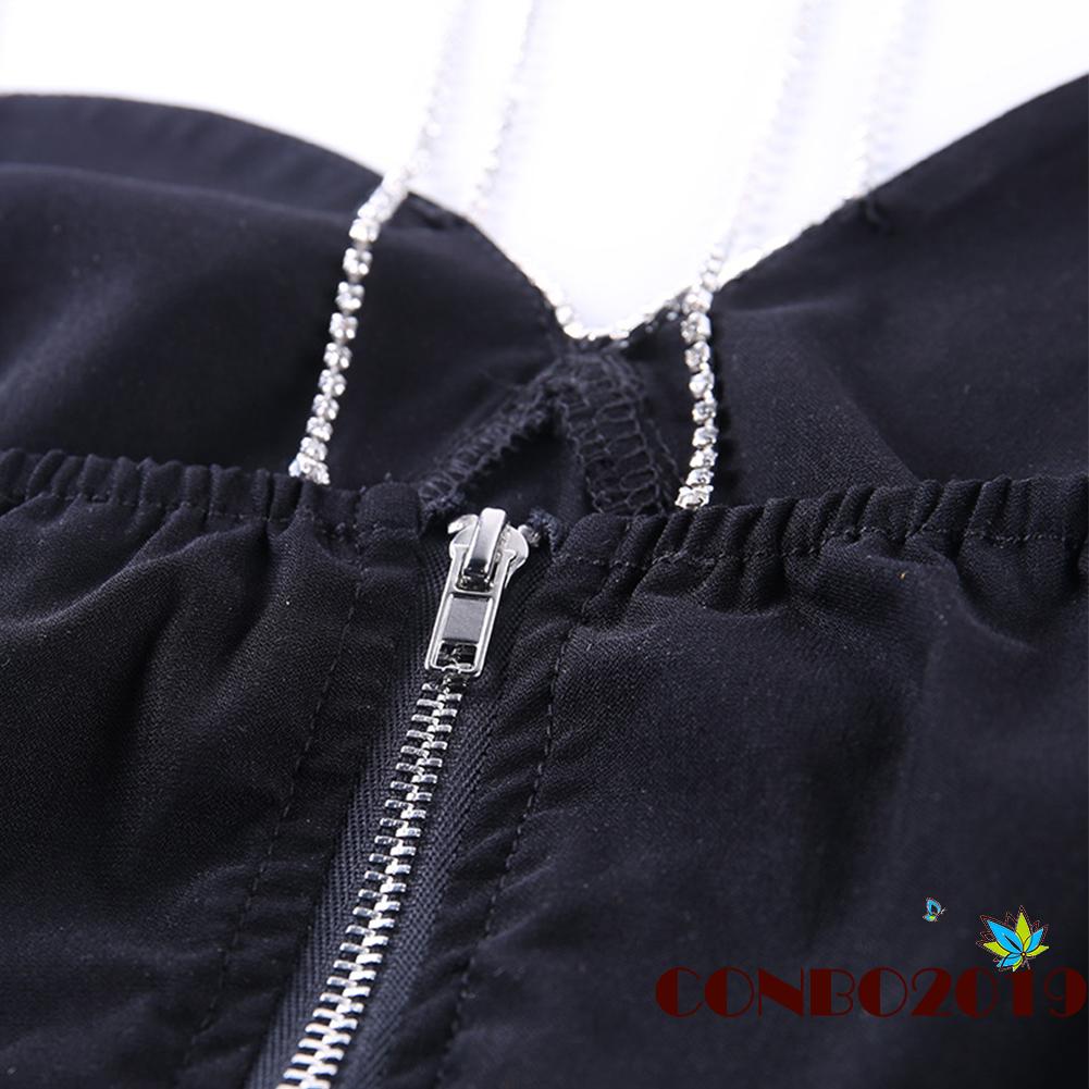 Áo hai dây xẻ tim đính đá phong cách quyến rũ dành cho phụ nữ