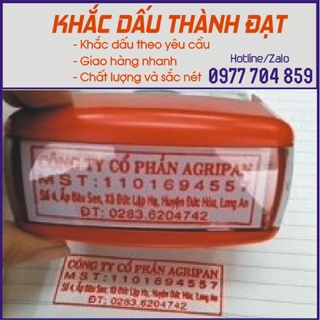 Khắc dấu Tên công ty, Mã số thuế, địa chỉ , Dấu hộ kinh doanh 22x58mm