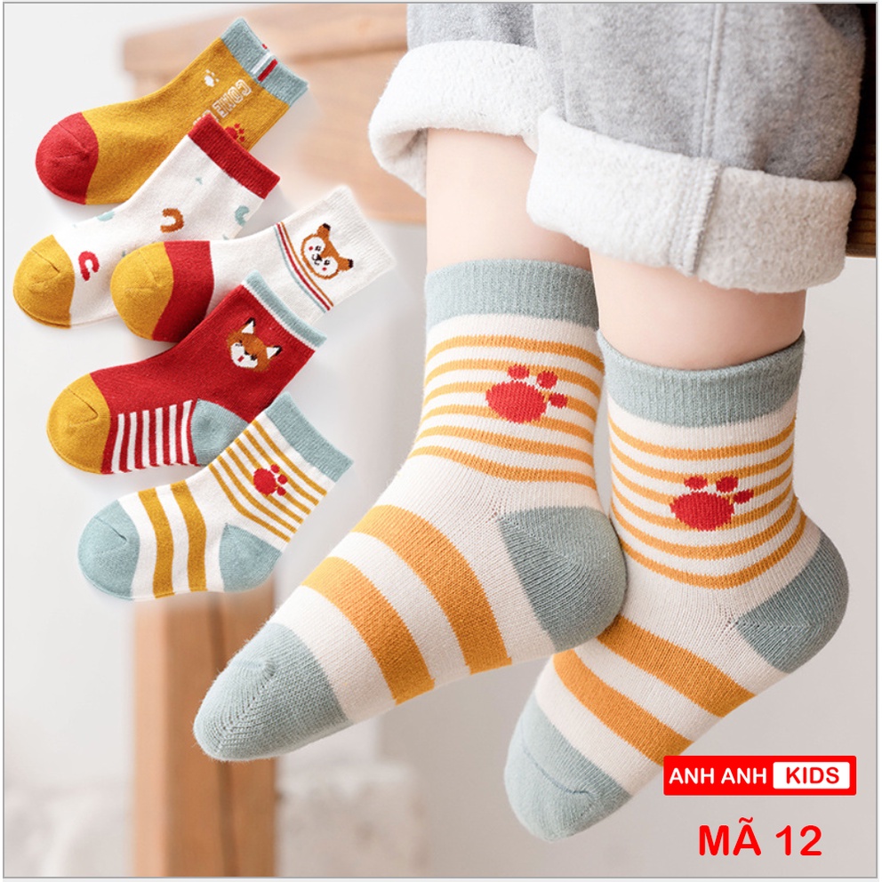 Set 5 đôi Tất cho BÉ TRAI và BÉ GÁI chất cotton hoạ tiết cute đáng yêu - ANHANHHOME - ANHANHKIDS