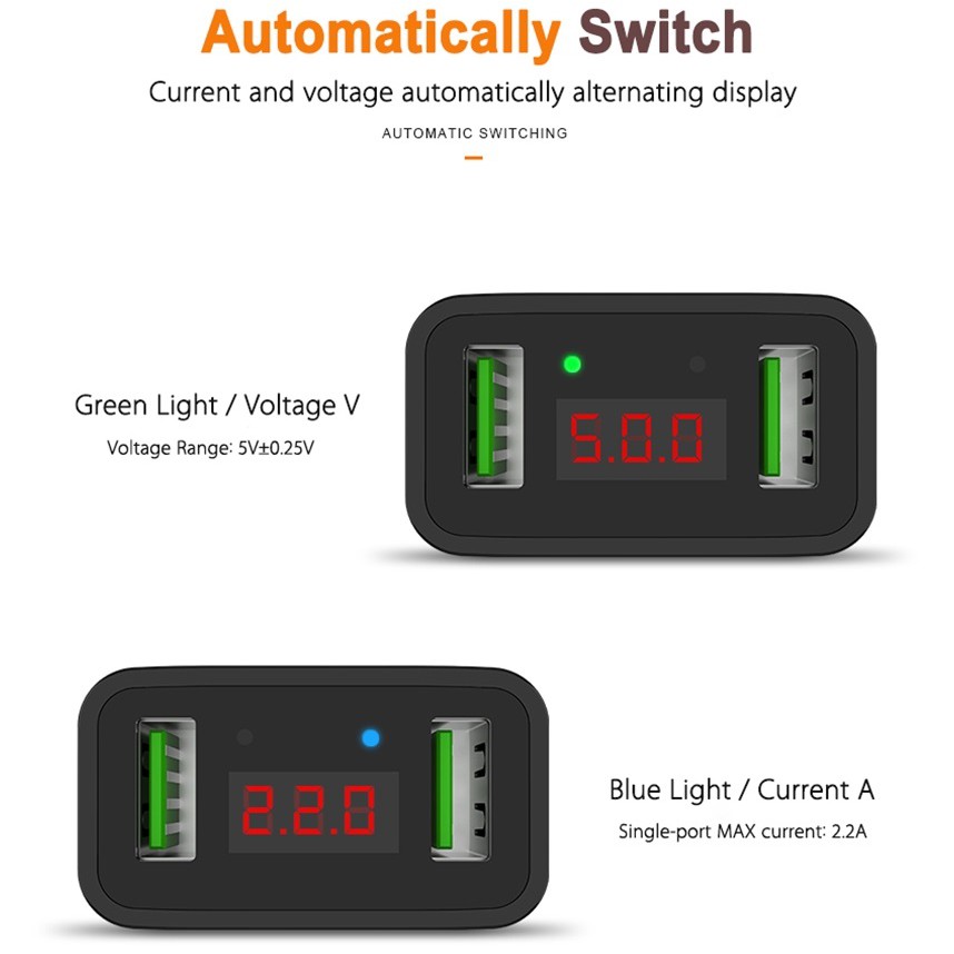 Cốc sạc Hoco C25A Cool có màn hình hiển thị (2 cổng sạc, dòng điện max 2.2A) - Hãng phân phối chính thức