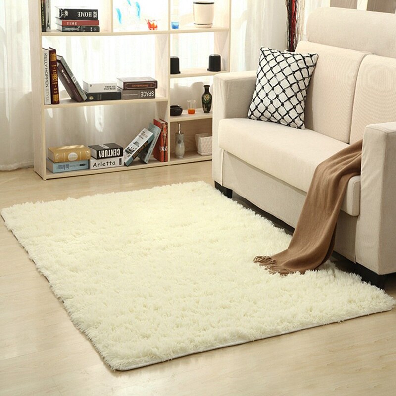 Thảm lót sàn vải lụa phủ lông mềm mịn chống trượt thích hợp cho phòng ngủ / phòng khách