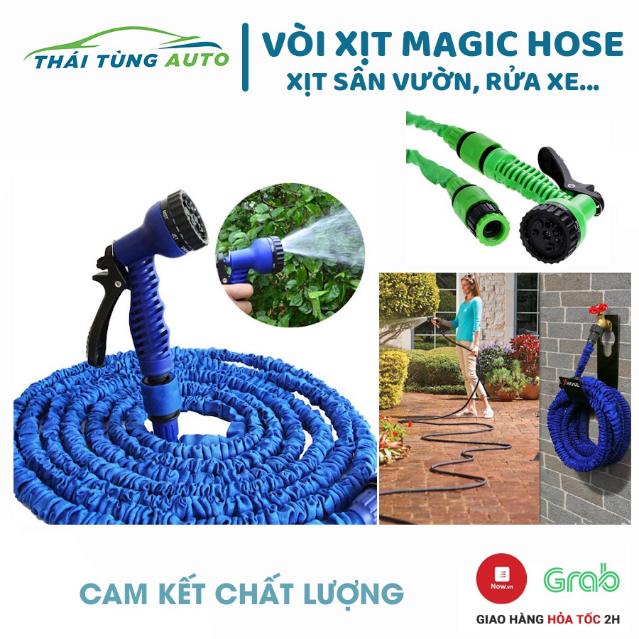 Vòi xịt rửa xe ô tô xe máy đa năng co giãn 15m khi bơm nước gắn van cỡ 20 25mm, Vòi tưới cây vệ sinh sân vườn Magic Hose