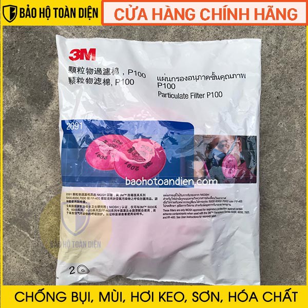 Tấm lọc 3M 2091 lọc Bụi, Khói hàn, khói chì dùng cho phun hóa chất, hàn xì, đảm bảo an toàn sức khỏe