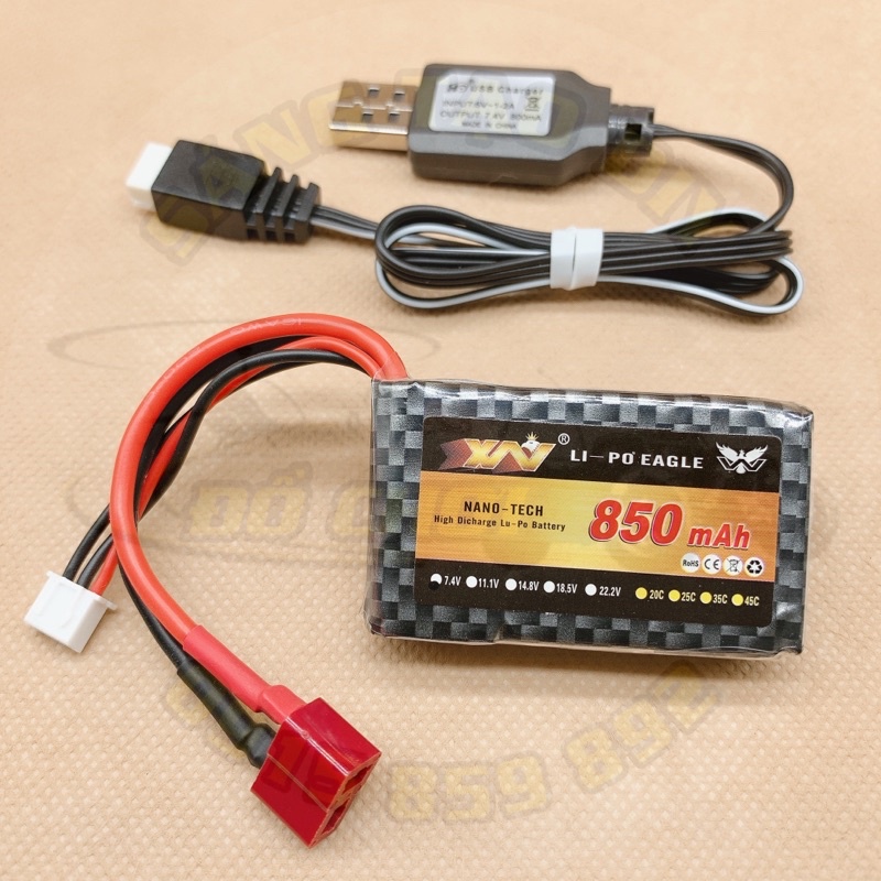 [PIN LOẠI TỐT] Pin Lipo 2S 7.4V 850mAh 25C