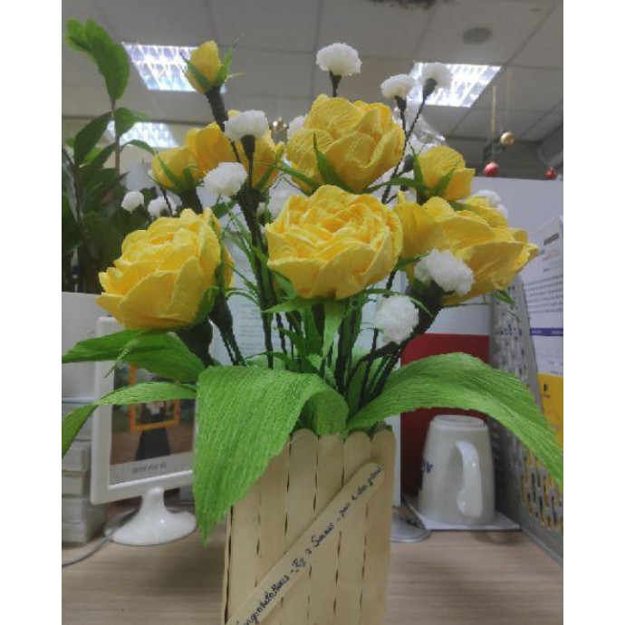 Giấy nhún ,nhăn làm hoa hamade