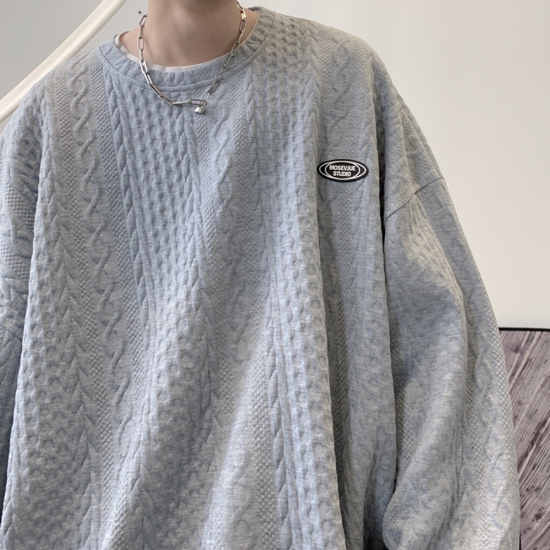 Áo sweater cổ tròn ba chiều đơn giản thời trang cho nam nữ cỡ M-2XL