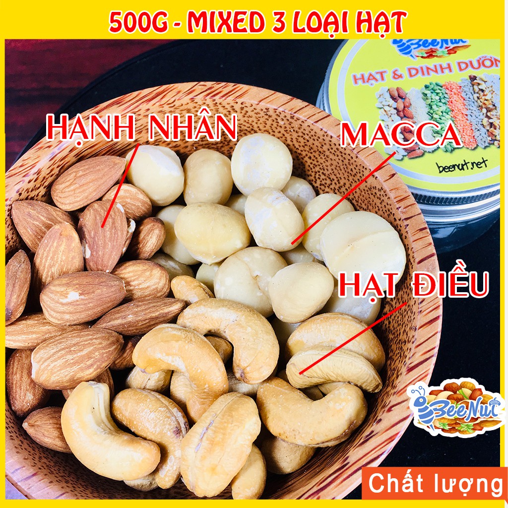 (500g) Mixed Nut 3 Loại Hạt Dinh Dưỡng - Hỗn Hợp Hạt (Macca, Hạnh Nhân, Hạt Điều)