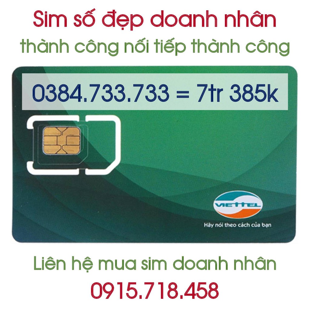 Sim số đẹp doanh nhân taxi 3 bánh Viettel 0384.733.733 phôi 3G giá rẻ nhất