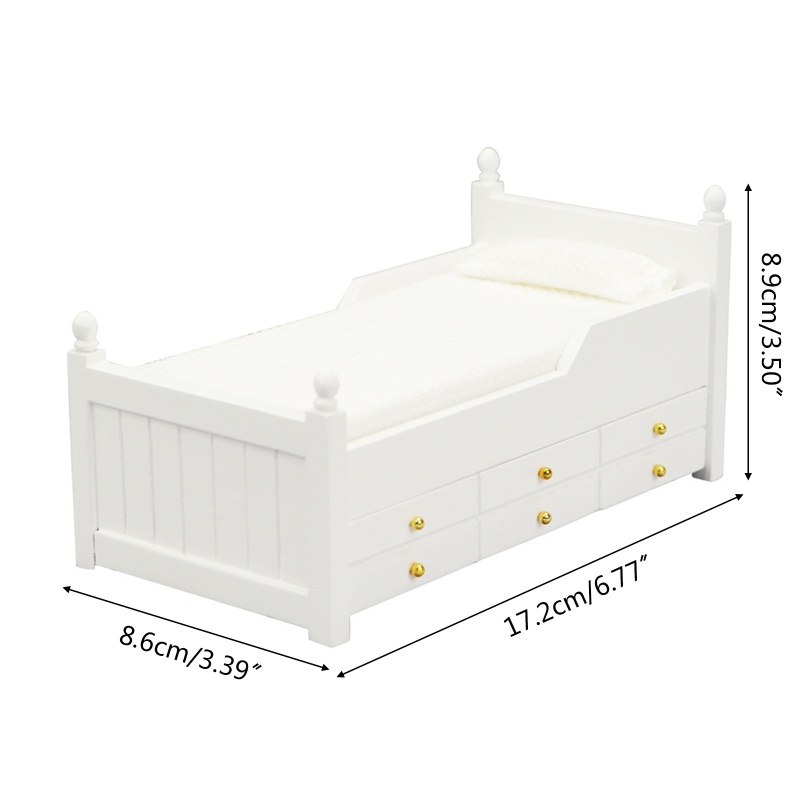 Giường Ngủ Bằng Gỗ Có Ngăn Kéo 1 / 12 Dùng Trang Trí Nhà Búp Bê