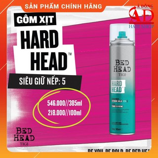 [Chính hãng] [Siêu rẻ] Keo xịt giữ nếp tóc siêu cứng siêu bền TIGI BedHead Hard Head Hard Hold Hair Spray 385ml