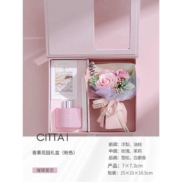 Set Hộp Quà Tặng Tinh Dầu Khuyếch Tán Citta và Hoa Lụa  - Quà Tặng Sinh Nhật, Quà Giáng Sinh,Lễ Tình Nhân