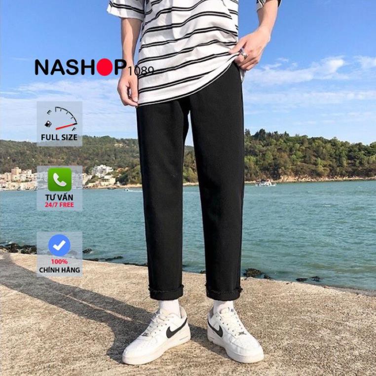 Quần vải jean bò đen baggy nam đẹp hot năm 2021 Nashop 1089 | BigBuy360 - bigbuy360.vn