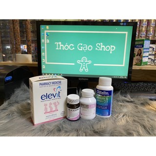 Bộ sản phẩm cho bà bầu gồm vitamin tổng hợp elevit sắt bầu blackmores canxi ostelin DHA bioisland nội địa Úc