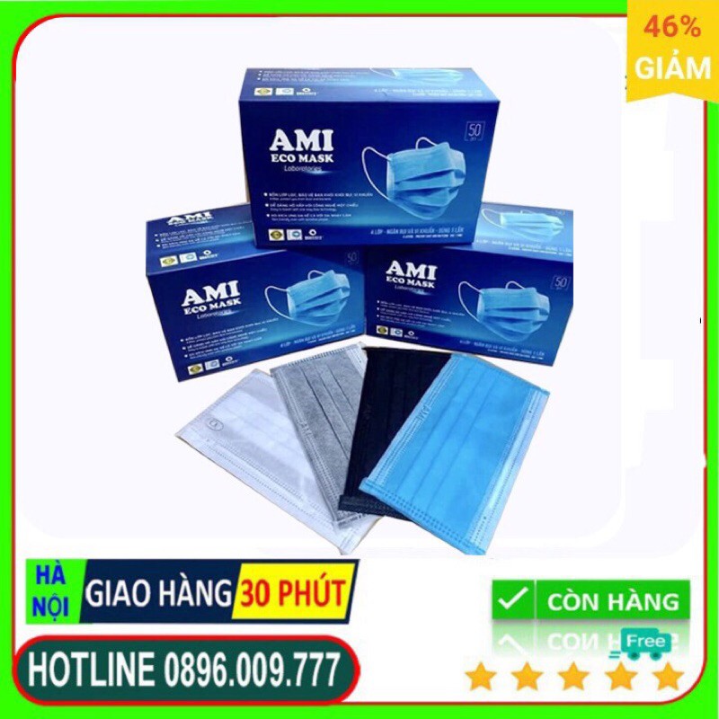 (Giá Sốc ) Hộp Khẩu trang 4 lớp màu đen siêu hiếm hộp 50 cái