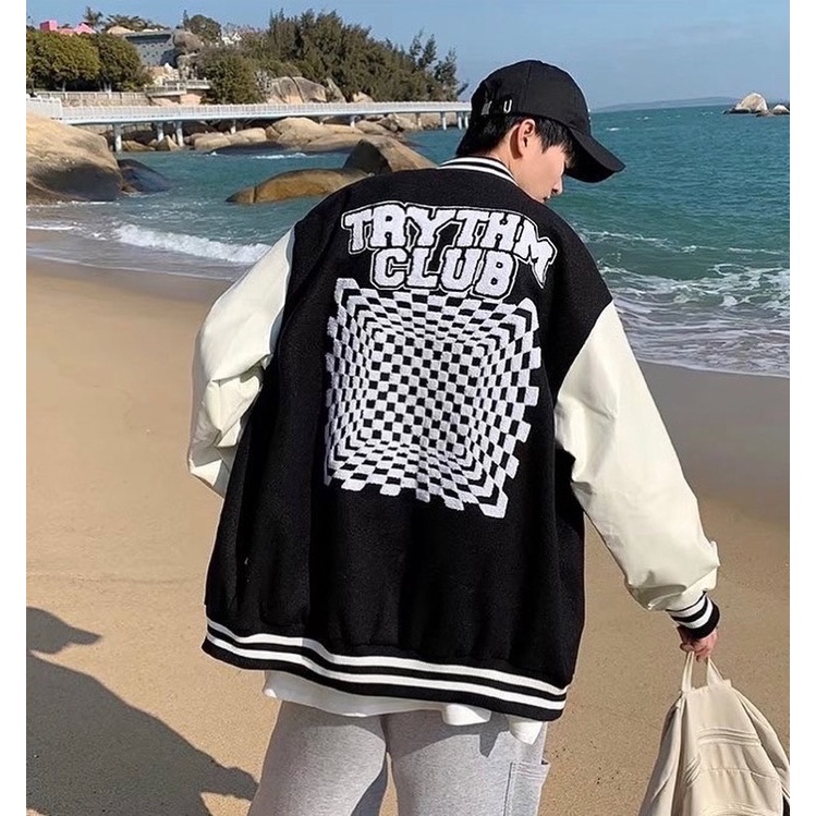 Áo khoác varsity nam nữ,in chữ T thiết kế dày dặn 2 màu