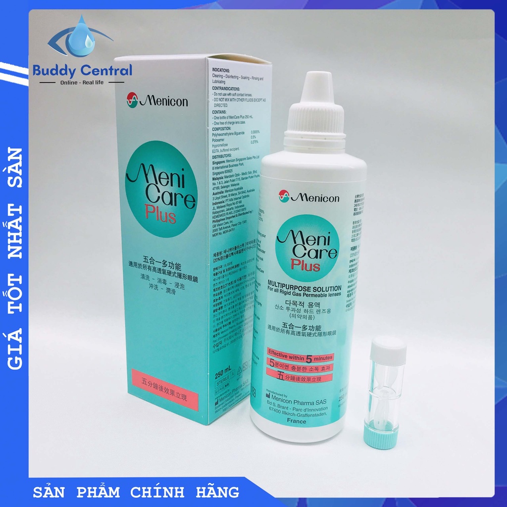 Combo 2 dung dịch ngâm rửa lens kính áp tròng MeniCare Plus 250ml