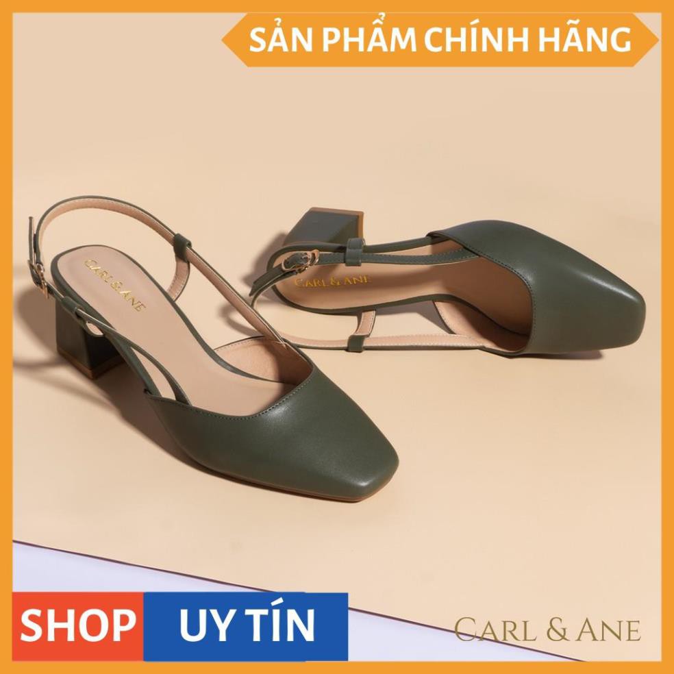 Carl & Ane - Giày cao gót thời trang bít mũi gót vuông phối dây điệu đà cao 5cm màu xanh rêu _ CL003 | BigBuy360 - bigbuy360.vn
