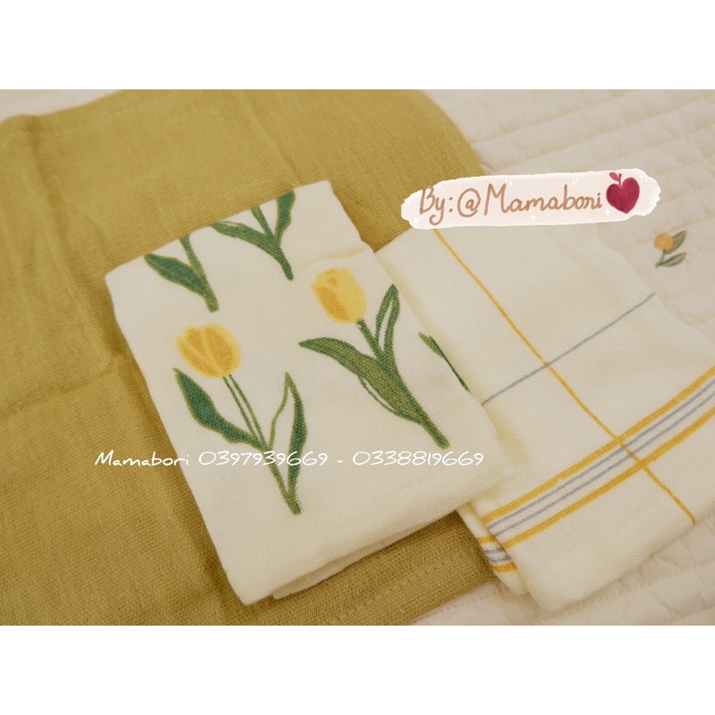 Set 3 Khăn Mặt Vuông Gauze Towel - 28x28cm