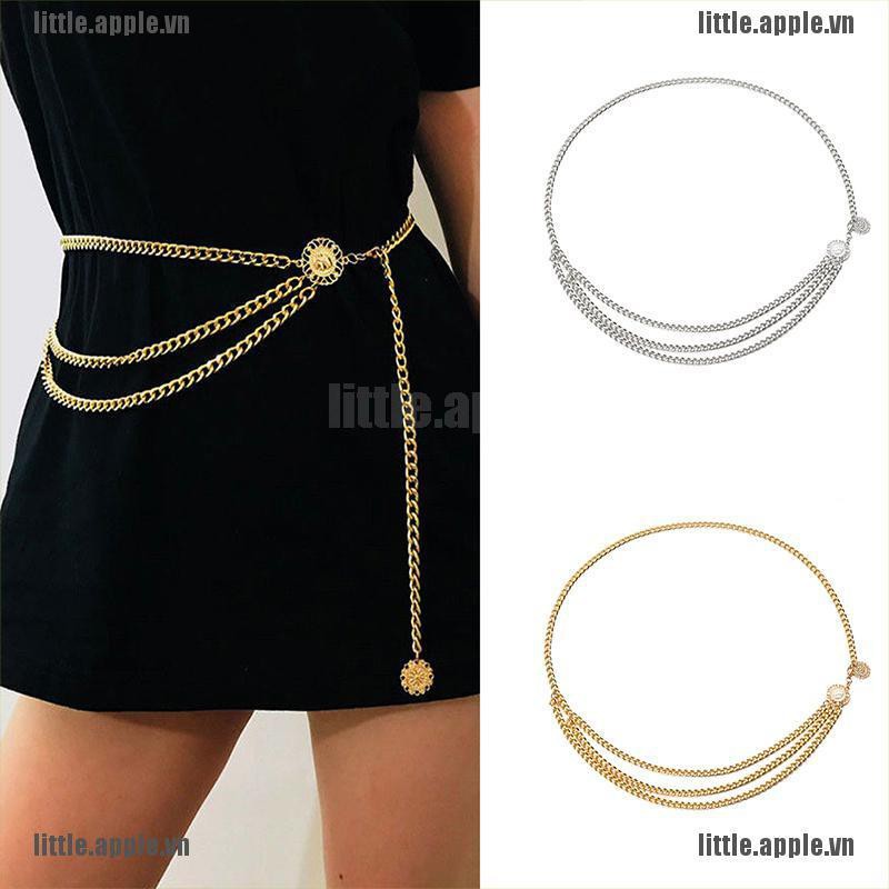 [Little] Women Metal Chain Retro Belt High Waist Hip Coin Charms Waistband Body Chain [VN]