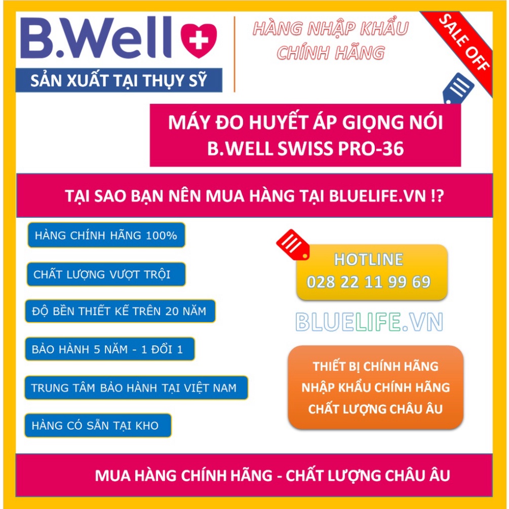 [SIEU SALE] * [SẢN XUẤT TẠI THỤY SĨ] -  MÁY ĐO HUYẾT ÁP [GIỌNG NÓI VIỆT] B.WELL SWISS PRO-36  [BẢO HÀNH CHÍNH HÃNG] [5 N