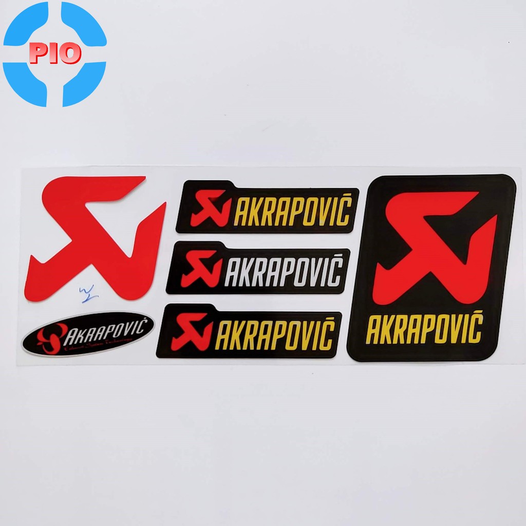Bộ Tem Sticker AKRAPOVIC Phản Quang Cao Cấp Dán Xe Máy, Ô Tô, Mũ Bảo Hiểm, Chống Thấm Nước, Chống Bay Màu